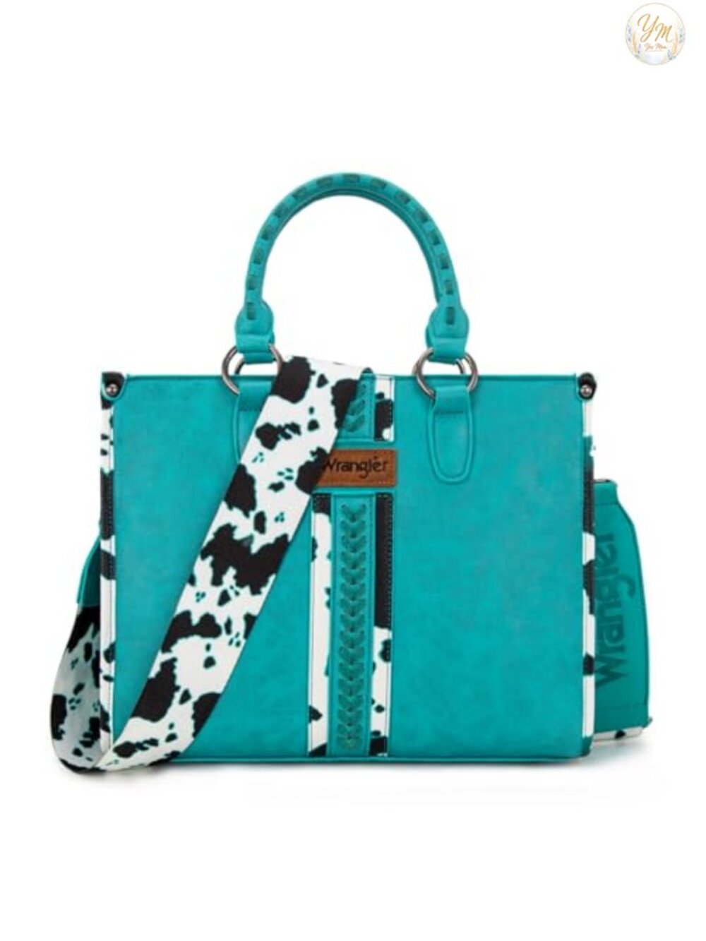 Wrangler Cow Print Top Handle Satchel Tote Handbag 13 inch